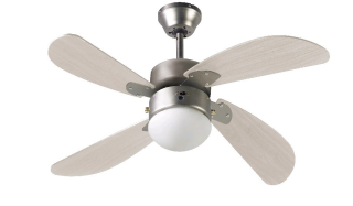 Stropní ventilátor s vestavěným světlem Bermudes, vrtule 107cm, 3 rychlosti, E27, 60W, letní a zimní režim, ovládání řetízkem, Farelek